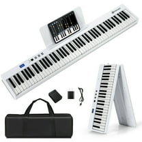 Gymax 88-Key Folding Electric Piano Keyboard Semi Weighted Full