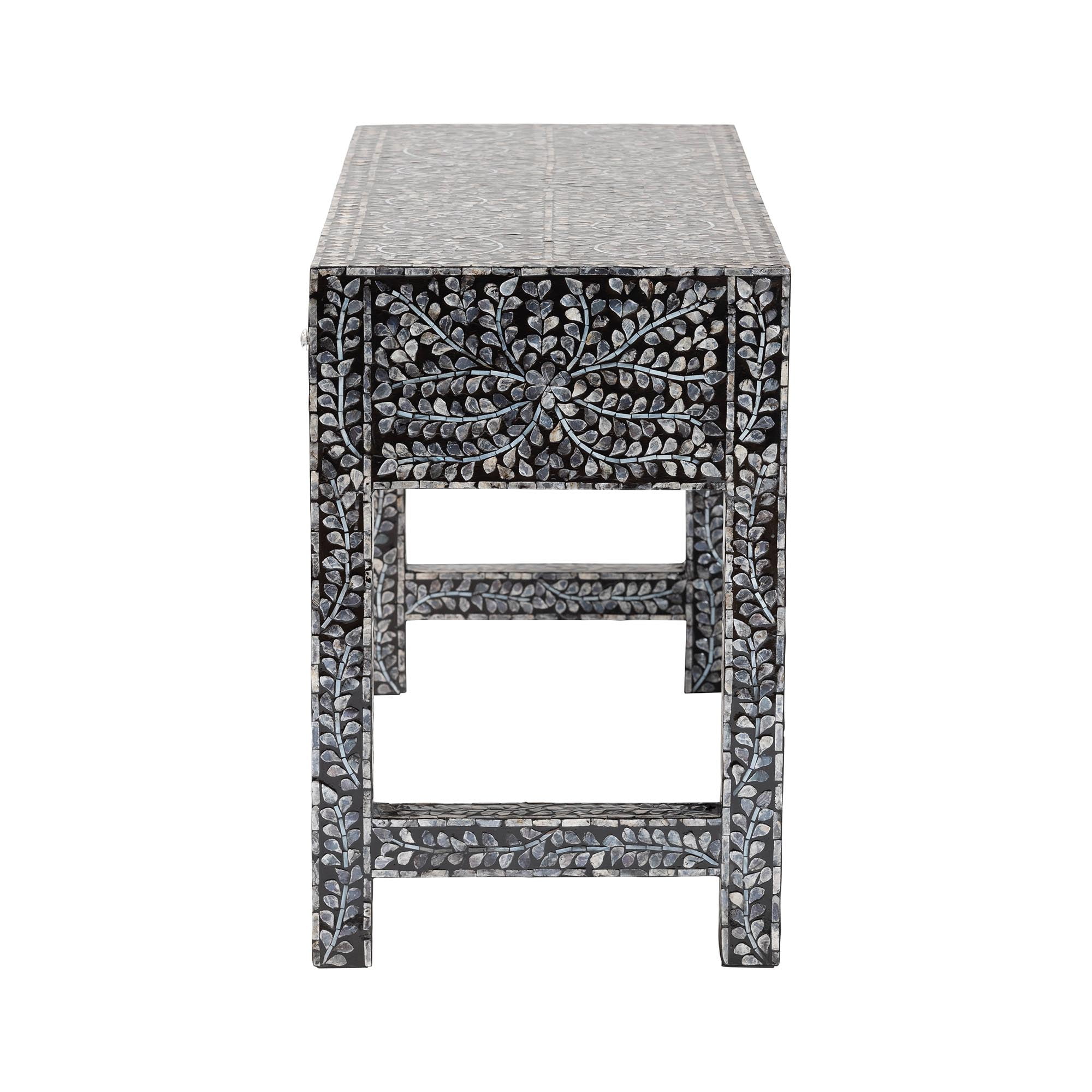 bali & pari Elara Coastal Console Table, 3-Drawer, Mosaic Black