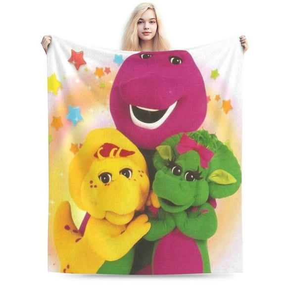 Barney And Friends Blanket Cozy Warm Flannel Throw Blanket for Living Room Bedroom Bed Sofa Car, All Seasons Fleece Blankets Gifts for Kids Teens Adults 40"X30"