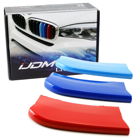 Exact Fit M-Color Grille Insert Trims For BMW 2014-2018 F15 X5 and 2015-2016 F16 X6 (Does not fit 2017 X6) Center Kidney Grill