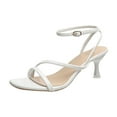 thumbnail image 2 of AXXD White Summer Sandals for Women 2024 Trendy Summer Rhinestone High Heel Chunky Buckle Mothers Day, 2 of 7
