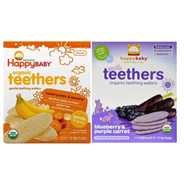 Happy Baby Organic Teethers Gentle Teething Wafers 2 Flavor Sampler