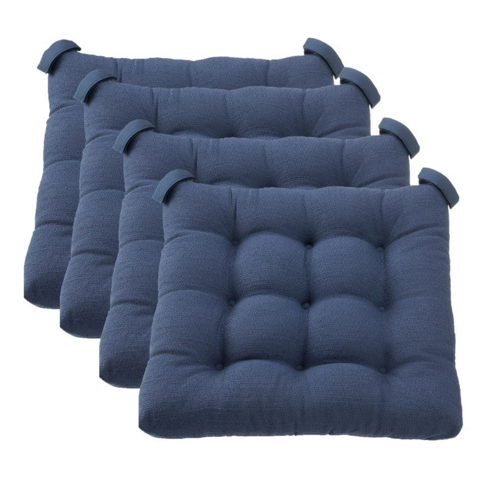 Mainstays Textured Chair Seat Pad (Chair Cushion), Navy Color, 4Piece