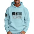 thumbnail image 3 of Men's Flag Print Oversized Hooded Sweatshirt, Long Sleeve Loose Fit Fleece Pullover for Casual Wear, Patriotic Style,Sky Blue,6XL, 3 of 5