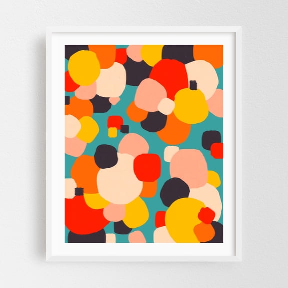 Happy Thoughts Rush In - India Digital Art Abstract Modern Art Pop Art Geometric Pattern Mid-Century Modern White Framed Wall Art Print 8 x 10 inches