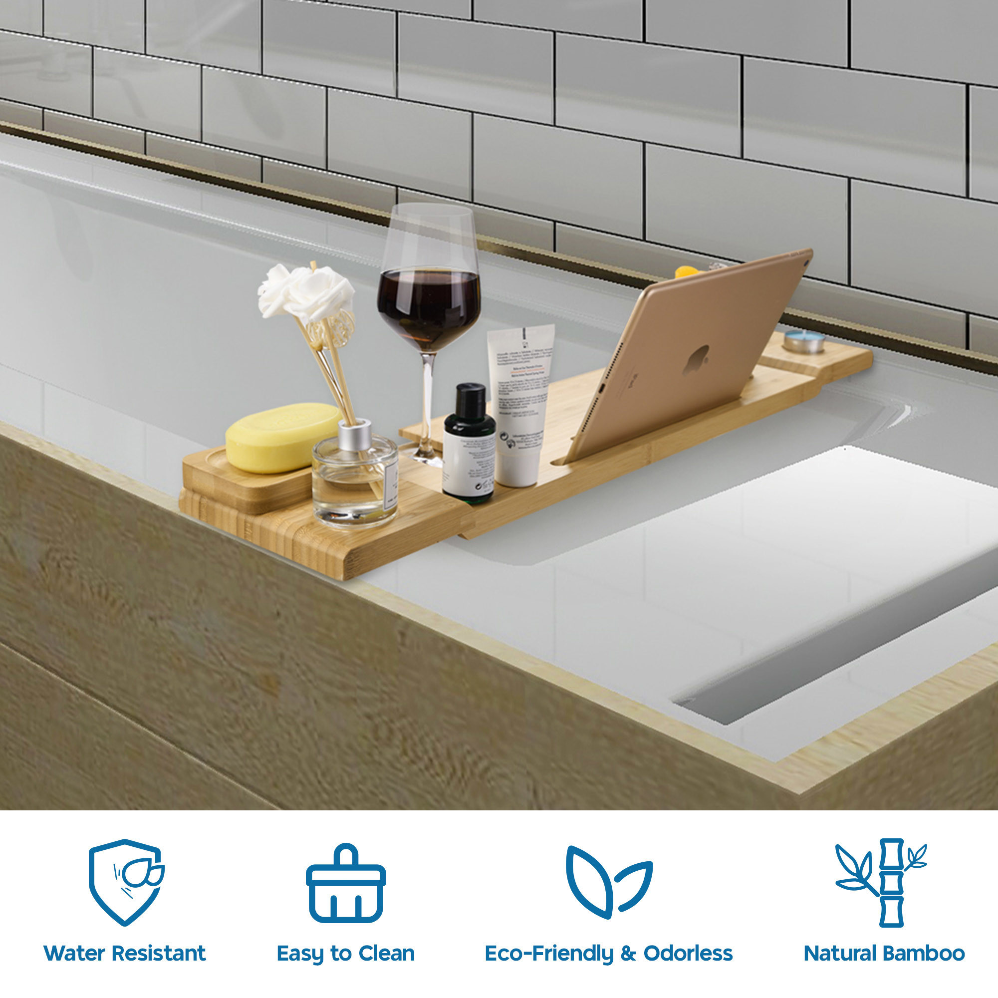 GIFFIH Bamboo Bathtub Tray
