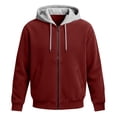 thumbnail image 4 of vdgthytj Jackets for Women Full Zip Corduroy Hooded Long Sleeve Color Block Fall Winter Casual Outerwear with Pockets(X-Large,Wine), 4 of 9