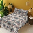 thumbnail image 2 of Ambesonne Vintage Flower Fitted & Flat Sheet with Shams 4 Pcs Set, Weathered Look Bloom, Full, Slate Blue Pale Rust, 2 of 5