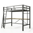 thumbnail image 3 of DreamBuck Twin Size Loft Bed with Desk and Storage Shelves, Metal Twin Loft Bed for Teens Adults with 2 Ladders, Boys and Girls, Noise Free, Silver, 3 of 7