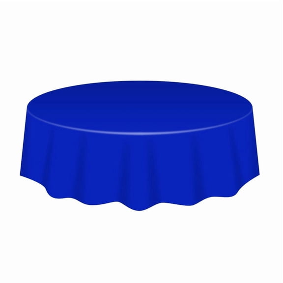 Mictong round disposable tablecloth, 84 inch disposable plastic tablecloth, solid color disposable tablecloth, banquet round tablecloth, suitable for family events and banquets, Dark blue