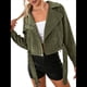 thumbnail image 2 of Chaqueta Corta de con Cinturón para Mujer, Chaqueta de Moto, Abrigo Verde XL, 2 of 9