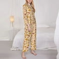 thumbnail image 3 of Lsque Fall Leaves Pattern Long Sleeve Pajama Set for Women - Soft 2-Piece Sleepwear and Loungewear Set with Pockets, Comfy Nightwear-Medium, 3 of 7