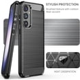 thumbnail image 5 of REQO for Samsung Galaxy S23 FE 5G Case with Tempered Glass Screen Protector, Shock-Absorption Brushed Flexible Soft TPU Carbon Fiber Protective Cover for Samsung S23 FE (Black), 5 of 7