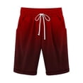 thumbnail image 5 of Sakmal Mens Shorts Bermuda Knee Length Cotton Linen Elastic Waist Summer 9 Inch Solid Red Shorts for Men 5XL, 5 of 5