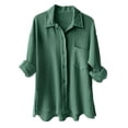 thumbnail image 3 of YWIYIUD Cotton Linen Blouse for Women Button Down Shirts Long Sleeve Dress Shirt Work Blouse Dressy Casual Tops with Pocket Oversize Shirt Trendy Womens Blouses Dressy Casual Dark Green XL, 3 of 6
