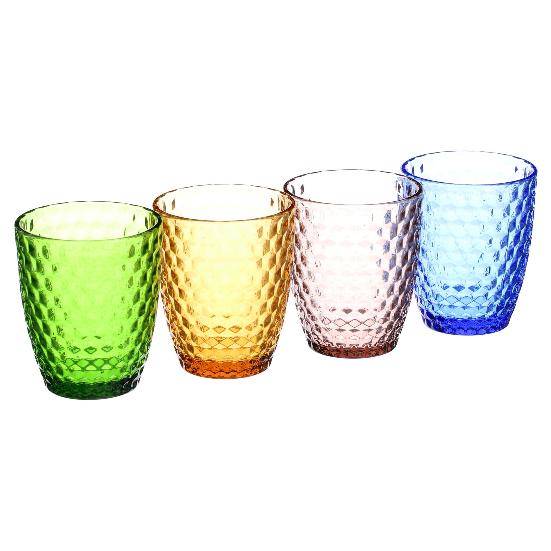 Combler Drinking Glasses, Rocks Cocktail Glasses 6 oz, Ribbed Glass Cups  Set of 4, Coffee Bar Accessories, Cute Ribbed Glassware for Whiskey Beer  Tea