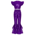 thumbnail image 6 of iiniim Girls Sequin Dance Outfit Hip Hop Jazz Crop Top and Pants Stage Performance Purple 10, 6 of 7