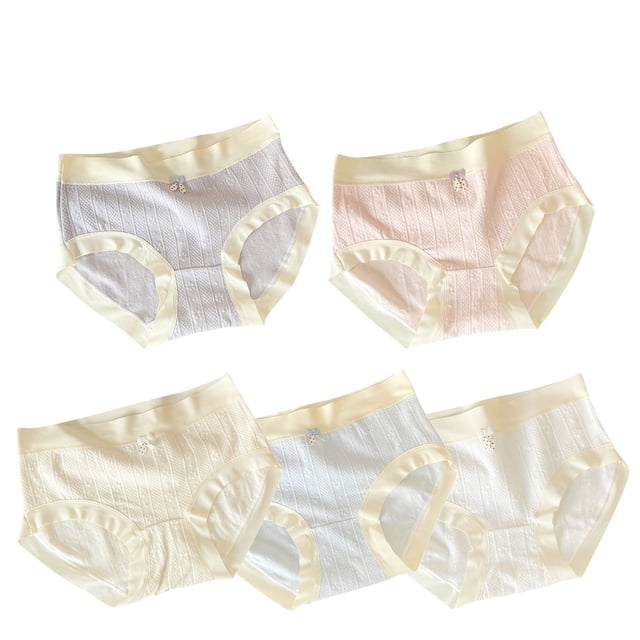 Children Briefs for Girls, 5-Pack Soft Cotton Blend, Breathable Mid-Rise Coverage, Elastic Waistband, Solid Color Design, for Ages 12-17