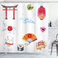thumbnail image 1 of Ambesonne Japanese Shower Curtain, Watercolors Asian Folk, 69"Wx84"L, Multicolor, 1 of 3