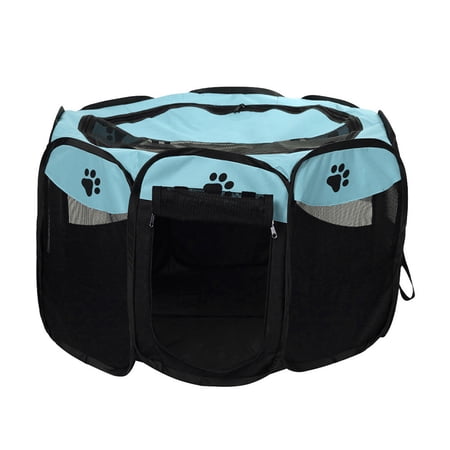 Portable Foldable Waterproof Pet playpen Open-Air Oxford Air Mesh Playpen and Exercise Pen Tent House Playground for Dogs and Cats Small