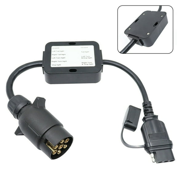 Trailer Light Converter European Round 7-Pin Connector To 4-Way Flat Pin Plug