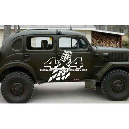 Decal ~ Off Road 4x4 with Tire Track Auto or Wall Decal 22