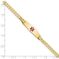 thumbnail image 3 of Primal Gold 14 Karat Yellow Gold Medical Soft Diamond Shape Red Enamel Curb Link ID Bracelet, 3 of 4