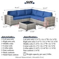 thumbnail image 7 of Ovios 6 Piece Outdoor Furniture All Weather Wicker Patio Conversation Sectional Sofa Set with Side Table for Garden Backyard, 7 of 7