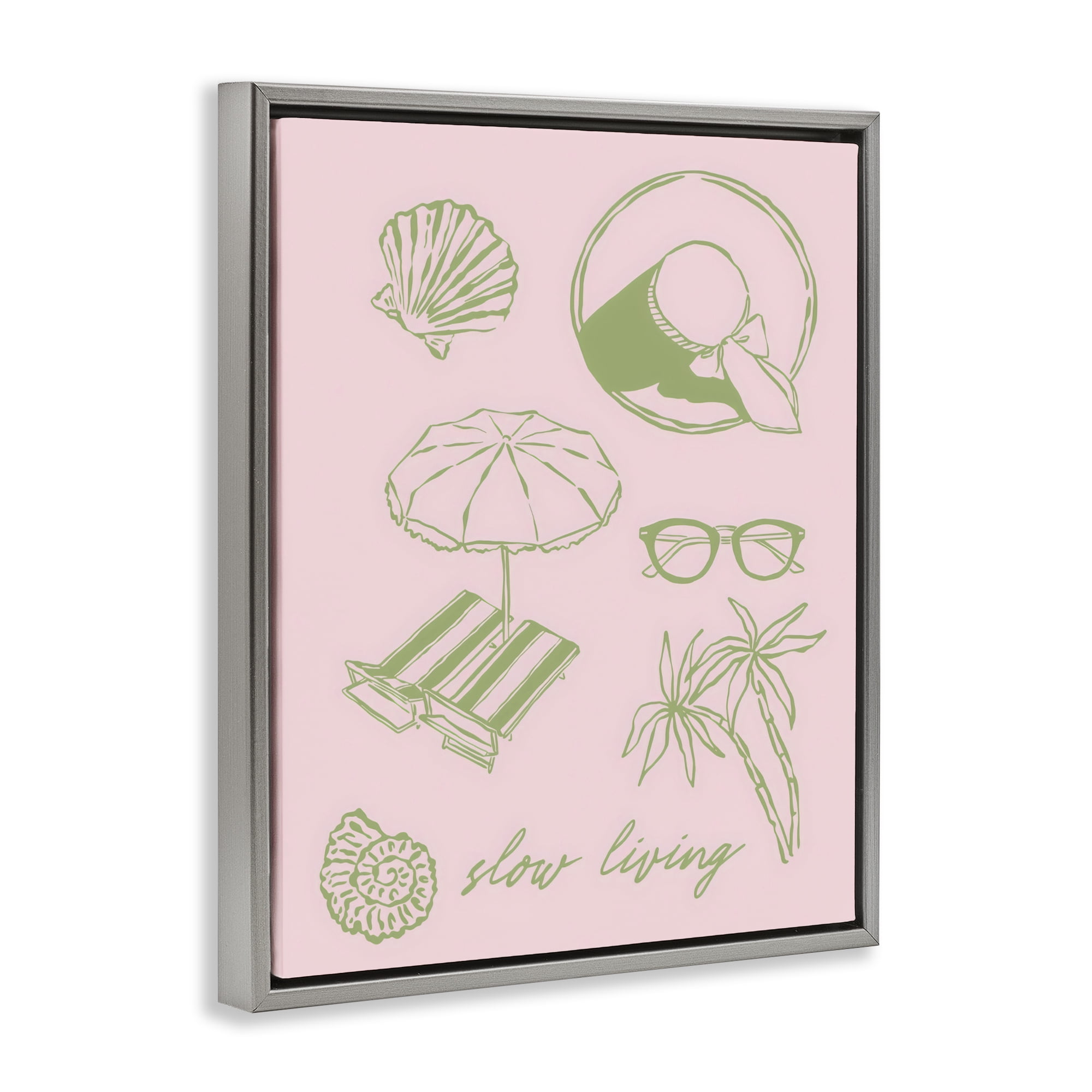 Stupell Industries Slow Beach Living Gray Framed Floater Canvas Wall Art, design by The Prints Vibe