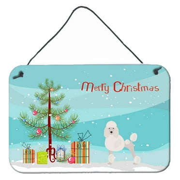 Miniature Poodle Christmas Tree Wall or Door Hanging Prints