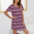 thumbnail image 2 of Women Pajamas Short Sleeve Striped Printing Sleepshirt Scoopneck Cute Nightdress Comfy Nightgown Dress for Women, 2 of 4
