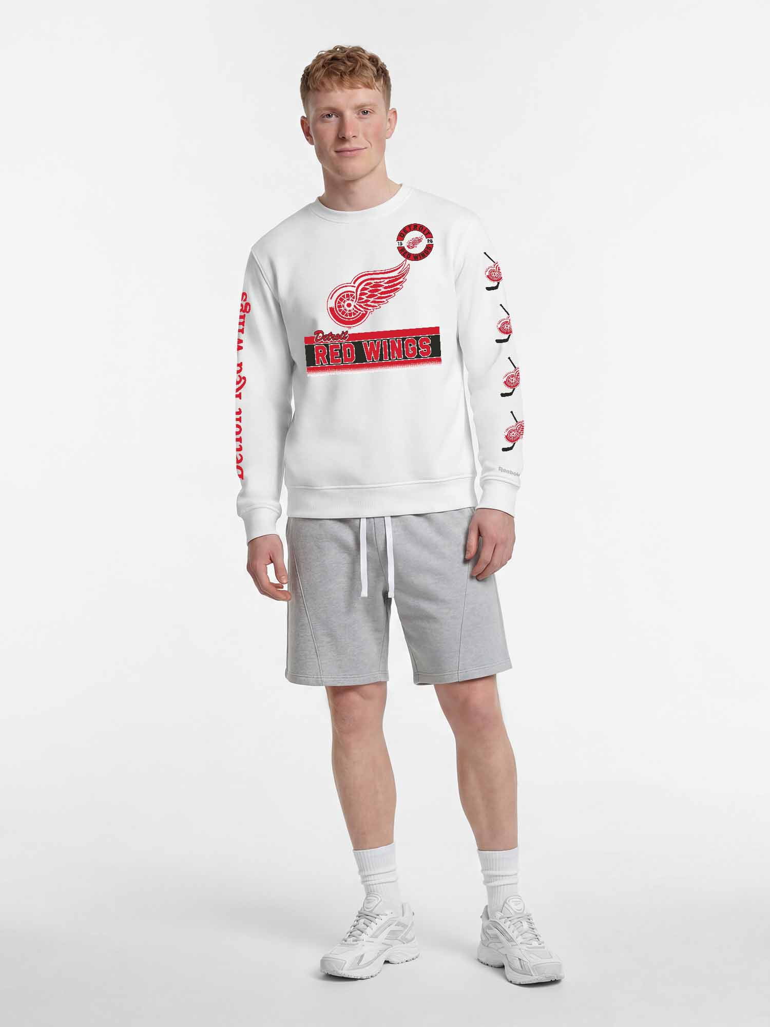 Detroit Red Wings Reebok Mens White Crew Sweatshirt