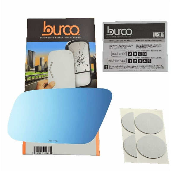 Burco Side View Mirror Replacement Glass with Motor Mount Plate - Blue Glass - 6141HRSG