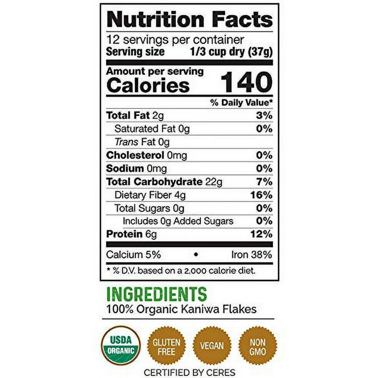 HerbaZest Kaniwa Flakes - Organic, Vegan, Gluten Free & USDA Certified -  Nutrient Rich Superfood - Good Source of Complete Protein & Convenient - 16  Oz 