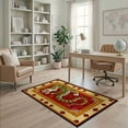thumbnail image 2 of ODIKA Tibetan Tiger Versus Snake Striped Folk Ornate Border Battle for Dorm Room, Small Living Apartment, Stain Resistant Low Profile, 2 of 7