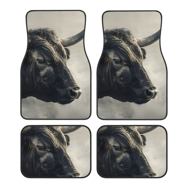 Lsque Tapis de Sol 4 Pcs Imprimé Taureau Mystique, Doublures en Caoutchouc Résistantes, Design Antidérapant, Protection Automobile Toutes Saisons, Véhicules, Voitures, Camions et SUV