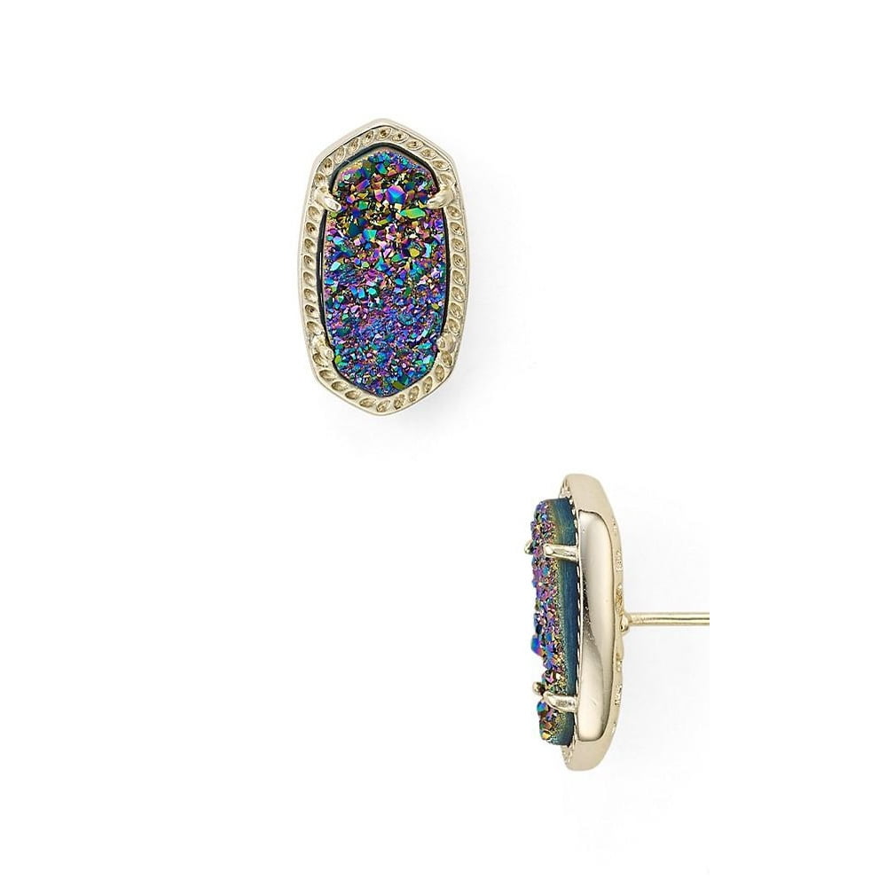 Kendra Scott Ellie Gold Multi Color Drusy Stud Earrings