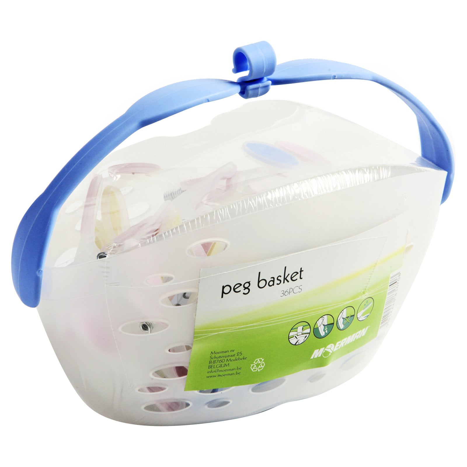 Moerman Extra Large Soft Grip Clothes Pins & Hanging Basket 36 Count