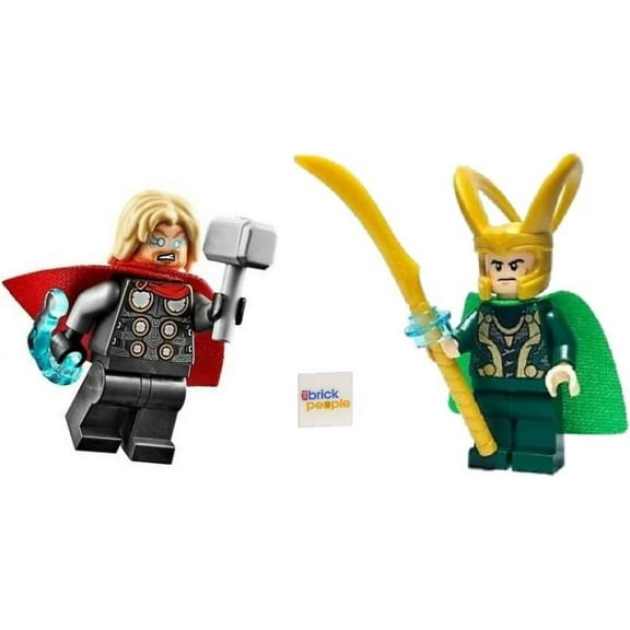 LEGO Superheroes: Thor and Loki Minifigures with Mjolnir and Staff