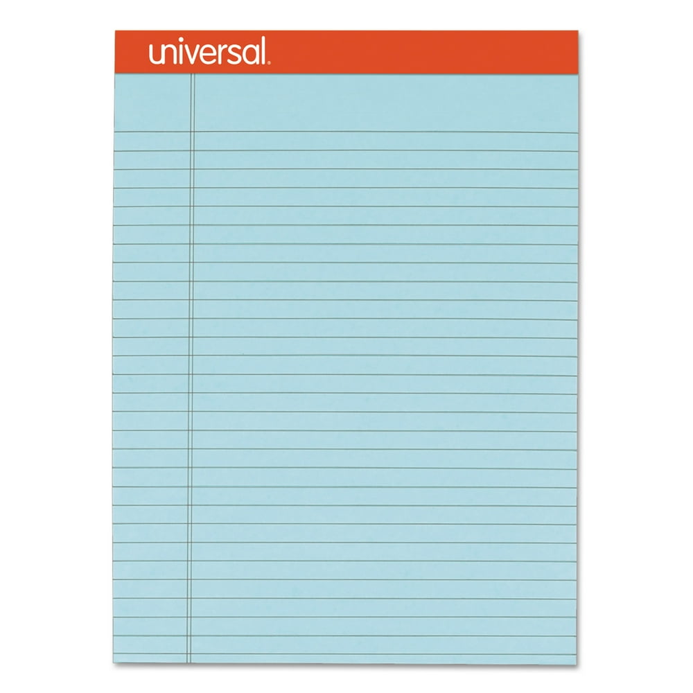 Universal Perforated Writing Pads, Wide/Legal Rule, 8.5 x 11.75, Blue