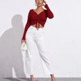 thumbnail image 1 of Top con Cuello en V y parte delantera fruncida NikouMX Top con cordón fruncido en la parte delantera para mujer, 1 of 7