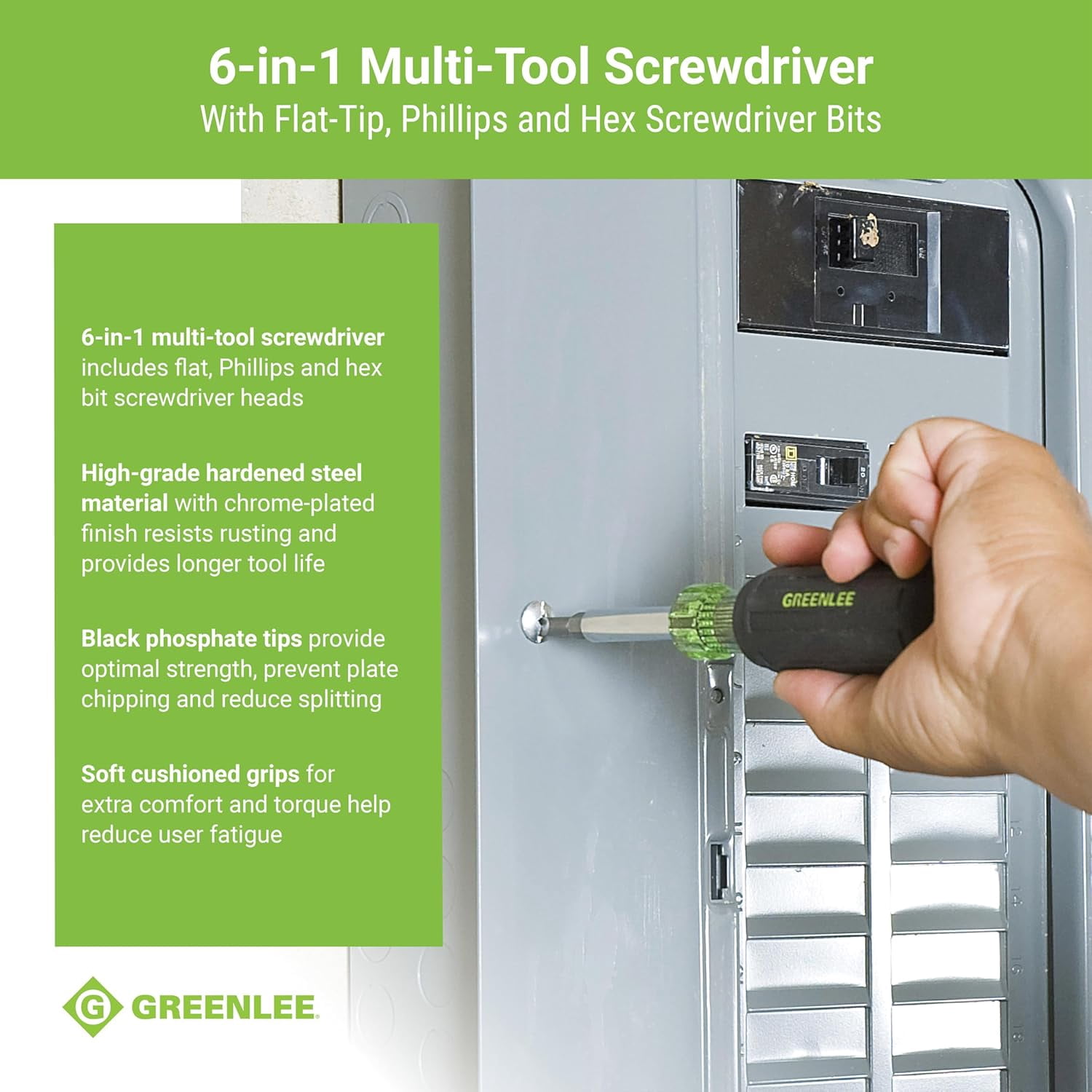 RGHJAR-0153-42C 6-in-1 Multi-Tool Screwdriver with Flat-Tip, Phillips, and Hex Bits