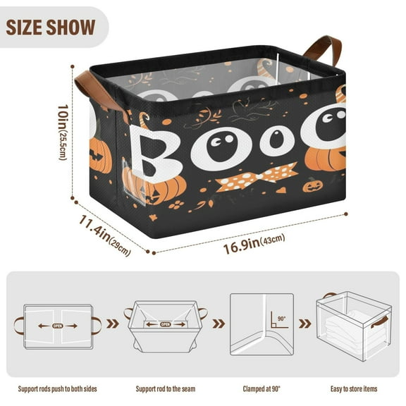 BZSMCE Collapsible Fabric Cube Storage Bins Cute Pumpkins Design Pattern Storage Box