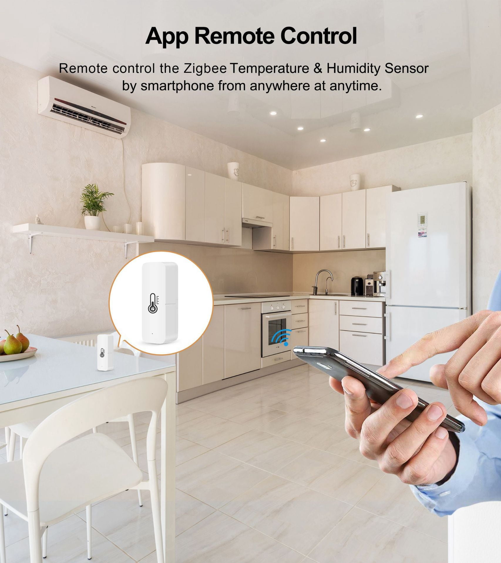 3.0 Smart Temperature & Humidity Sensor, Wireless Digital Hygrometer Thermometer with App Alerts, Works with Alexa & Google Home, Indoor Climate Monitor for Greenhouse, Alabaster Matte