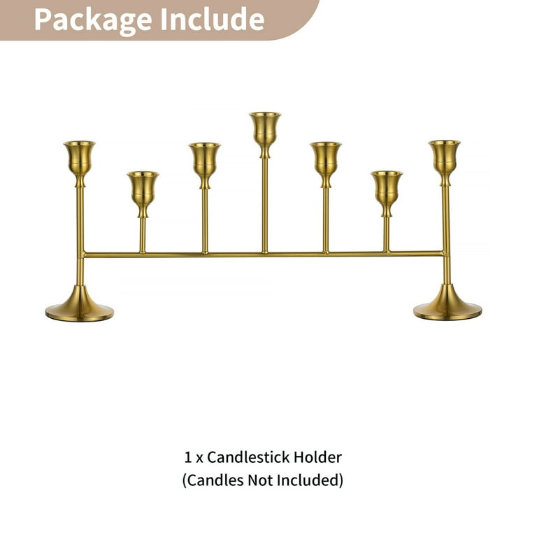 Sziqiqi 7-Arm Long Row Candelabra: Brass Gold Candle Holder for