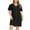 Black, variant on WBQ Women's Short Sleeve Plus Size Nightgown Sleepwear with Pockets, Lace V Neck Pullover Nightshirt Knee-Length Shirt Dress Pleated Front Loose Casual Nightdress Lounge House Dress, XL-4XL