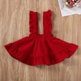 thumbnail image 2 of Toddler Baby Girls Corduroy Suspender Skirt Ruffle Hem Solid Color Sleeveless Strap Overall Dress, 2 of 6
