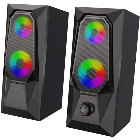 Computer Speakers,Rgb Color Led Light-Emitting Speakers,Stereo Subwoofer Computer Speakers,Usb2.0 Channel Pc Speakers