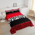 thumbnail image 4 of Erosebridal Red Leopard Print Bedding King Comforter Set, Geometric Down Comforter, Zebra Decoration, Ultra Soft 3 Pieces, 4 of 7