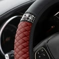 thumbnail image 4 of Fekey&JF Bling Soft Leather Steering Wheel Cover, 15 Inch Rhinestones Elastic Steering Wheel Protector, Sparkly Crystal Diamond (Wine Red), 4 of 5